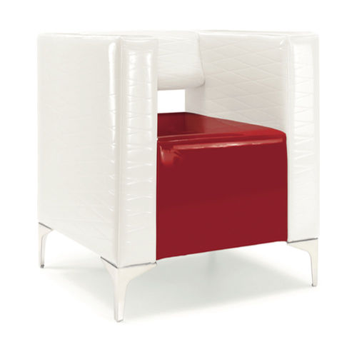 Poltrona contemporanea - UF 148 - DRIGANI SRL - in pelle / bianca / rossa
