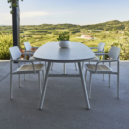 Tavolo contemporaneo - MANILA - DRIGANI SRL - in ceramica / con supporto in alluminio / con supporto in acciaio verniciato a polvere