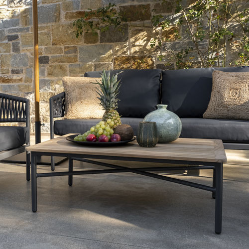 Tavolino basso contemporaneo - GAIA-BELIZE - DRIGANI SRL - in legno / con supporto in metallo / rettangolare