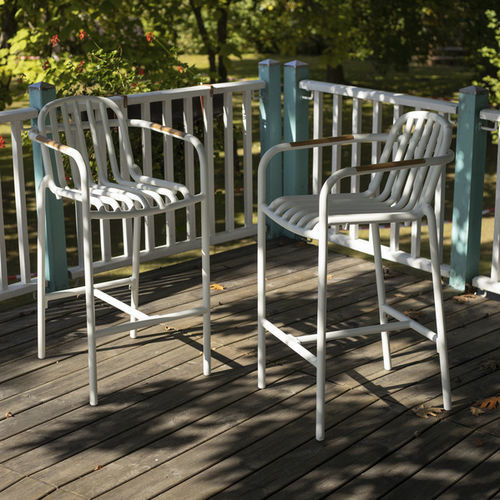 Sgabello contemporaneo - ARIA - DRIGANI SRL - in teak / in alluminio / con supporto in alluminio