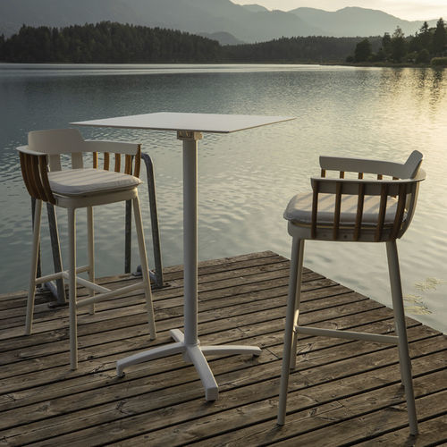 Sgabello da bar contemporaneo - DREAM - DRIGANI SRL - in tessuto / in teak / con supporto in alluminio