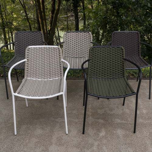 Sedia contemporanea - TIZI-KIWI - DRIGANI SRL - da esterno / in corda / con supporto in acciaio verniciato a polvere
