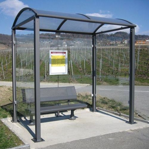 Pensilina per fermata d'autobus in vetro - SQUARE - PROCITY - in acciaio / in alluminio / con panchina