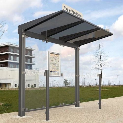 Pensilina per fermata d'autobus in vetro - VENISE - PROCITY - in alluminio anodizzato / con panchina / tetto in policarbonato