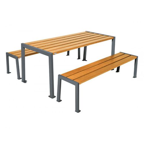 Tavolo da picnic contemporaneo - SILAOS® - PROCITY - in acciaio / in zinco / in mogano