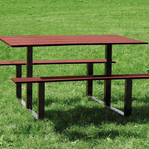 Tavolo da picnic contemporaneo - RIGA - PROCITY - in mogano / in HPL / con supporto in acciaio galvanizzato