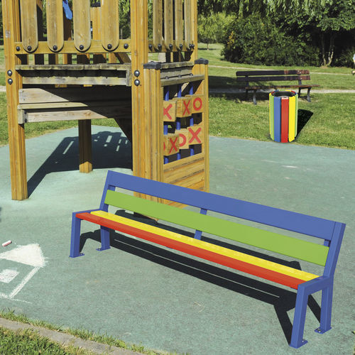 Panca da giardino contemporanea - NURSERY & JUNIOR SILAOS® - PROCITY - in acciaio / in zinco / in legno esotico
