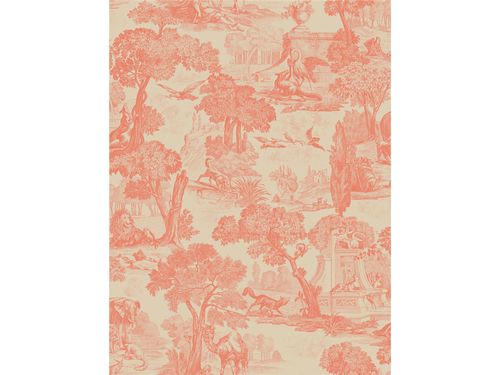 Carta da parati in stile - VERSAILLES CORAL - Lee Jofa - con motivi naturali / rossa