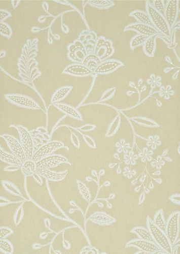 Carta da parati classica - LARKHILL CREAM - Lee Jofa - con motivi floreali / bianca