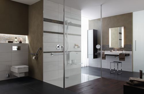 Doccia all'italiana - STUDIO BERLIN PURE - Hüppe - in vetro / rettangolare