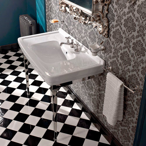 Lavabo autoportante - 5700 + N703 - Sbordoni - in ceramica / con specchio regolabile / rettangolare