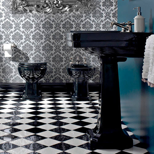 Lavabo autoportante - 5770N + 5771N - Sbordoni - in ceramica / con specchio regolabile / rettangolare