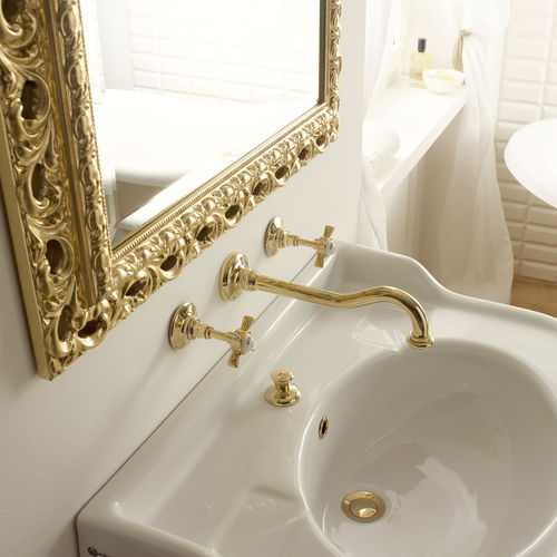 Miscelatore doppio comando per lavabo - AN142POL - Sbordoni - da parete / in metallo / da bagno