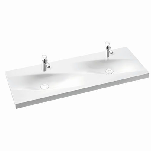 Lavabo sospeso - NOEL 120 D - Marmorin - in ceramica / con piano integrato / doppio