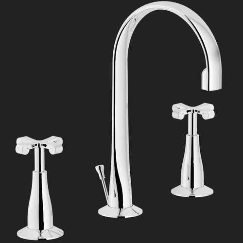 Miscelatore doppio comando per lavabo - CARLOS PRIMERO: CP212/1CR - Nobili Rubinetterie - da appoggio / in metallo cromato / da bagno