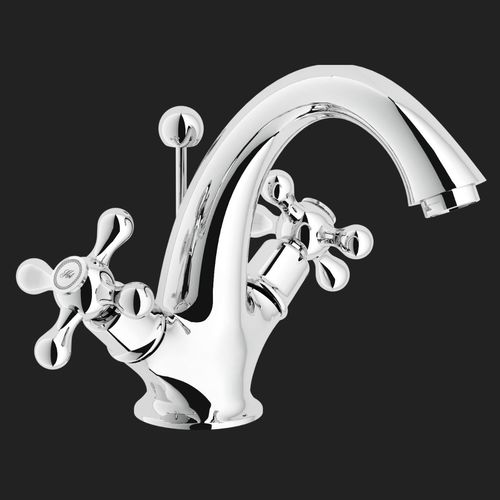 Miscelatore doppio comando per lavabo - GRAZIA: GRC5118/6CR - Nobili Rubinetterie - da appoggio / in ottone / in acciaio inossidabile