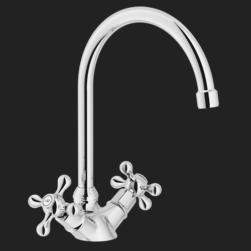 Miscelatore doppio comando da appoggio - GRAZIA: GRC5117CR - Nobili Rubinetterie - in ottone cromato / in acciaio inossidabile / da cucina