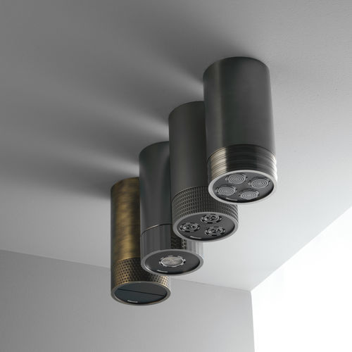 Soffione doccia da soffitto - PR5575TB01BLX+PR55PA003BLX+PR55PB101F40 - Ritmonio Rubinetterie Srl - rotondo / a pioggia / contract