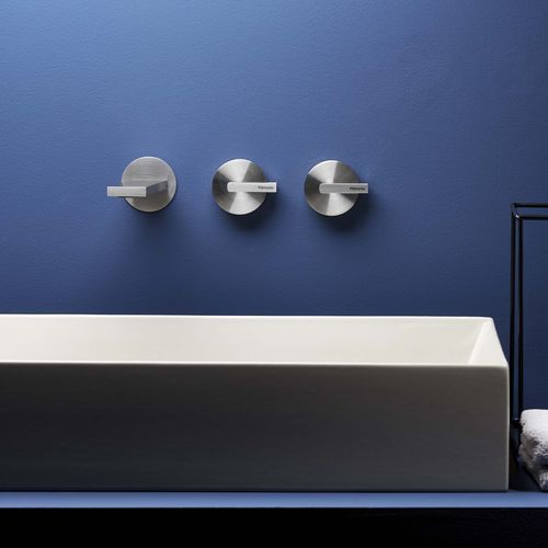 Miscelatore doppio comando per lavabo - PR50AJ201INOX - Ritmonio Rubinetterie Srl - da parete / da incasso / in acciaio inossidabile