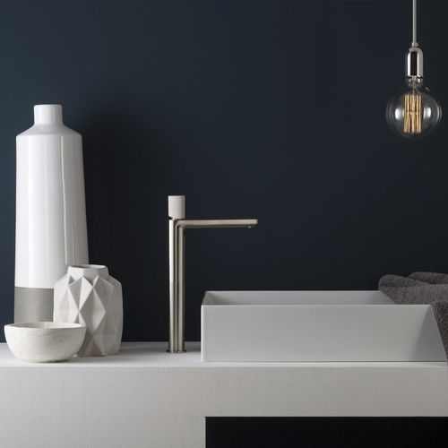 Miscelatore per lavabo - PR43AV201IX+PR43MA001M03 - Ritmonio Rubinetterie Srl - da appoggio / in ottone cromato / in calcestruzzo