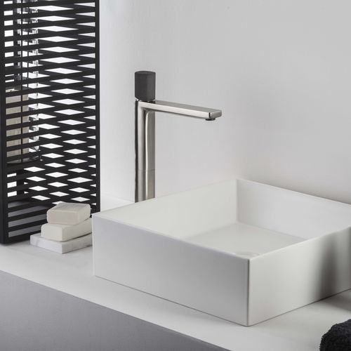 Miscelatore per lavabo - PR43AV201IX+PR43MA001M04 - Ritmonio Rubinetterie Srl - da appoggio / in ottone spazzolato / da bagno