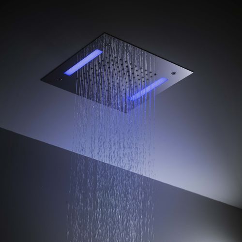 Soffione doccia da incasso a soffitto - 75IP05LUC - Ritmonio Rubinetterie Srl - quadrato / a pioggia / con cromoterapia
