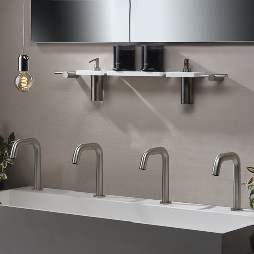 Miscelatore per lavabo - PR56AC2E1IX - Ritmonio Rubinetterie Srl - da appoggio / elettronico / in ottone spazzolato