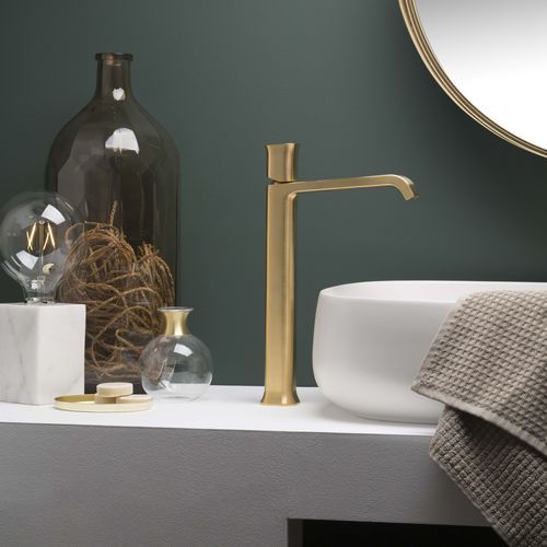 Miscelatore per lavabo - PR35AV201GOX+PR35MA001GOX - Ritmonio Rubinetterie Srl - da appoggio / in ottone spazzolato / da interno