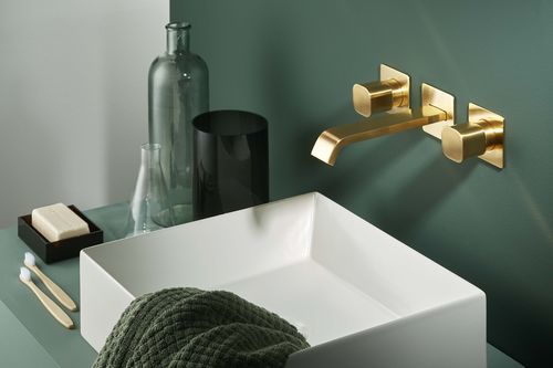 Miscelatore doppio comando per lavabo - PR35AQ212GOX+PR35MB002GOX - Ritmonio Rubinetterie Srl - da incasso / in ottone cromato / da bagno