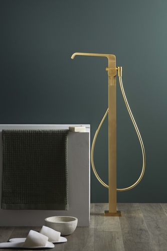 Miscelatore per vasca - PR35DD201GOX+PR35MC101GOX - Ritmonio Rubinetterie Srl - a pavimento / in ottone cromato / da interno