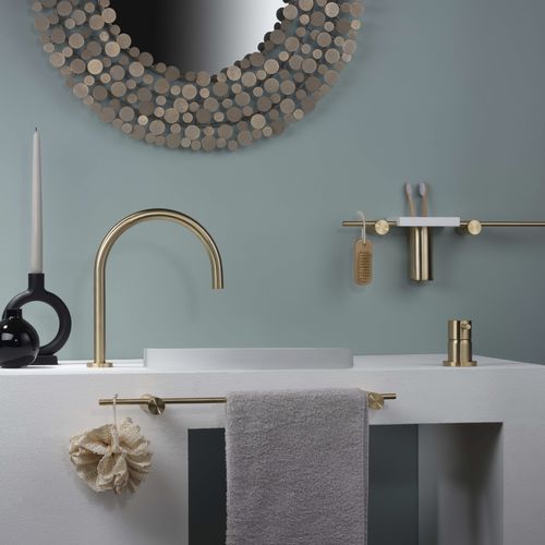 Miscelatore per lavabo - E0BA0125H1INOX - Ritmonio Rubinetterie Srl - da appoggio / in acciaio inossidabile spazzolato / da bagno