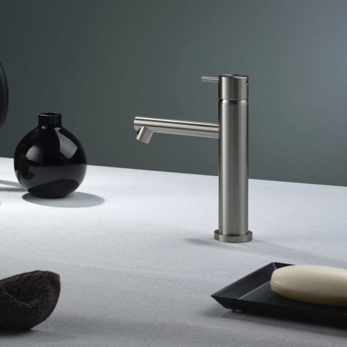 Miscelatore per lavabo - E0BA0123DINOX - Ritmonio Rubinetterie Srl - da appoggio / in acciaio inossidabile spazzolato / da bagno