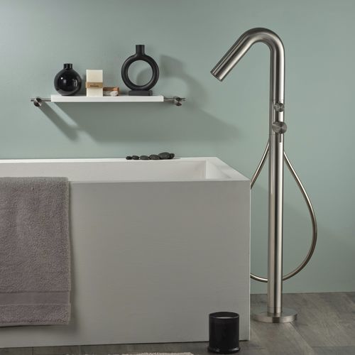 Miscelatore per vasca - E0BA0475INOX - Ritmonio Rubinetterie Srl - a pavimento / in acciaio inossidabile / da bagno