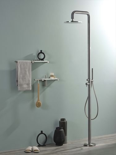 Colonna doccia contract - E0BA0470EINOX - Ritmonio Rubinetterie Srl - su piede / contemporanea / con doccia a mano