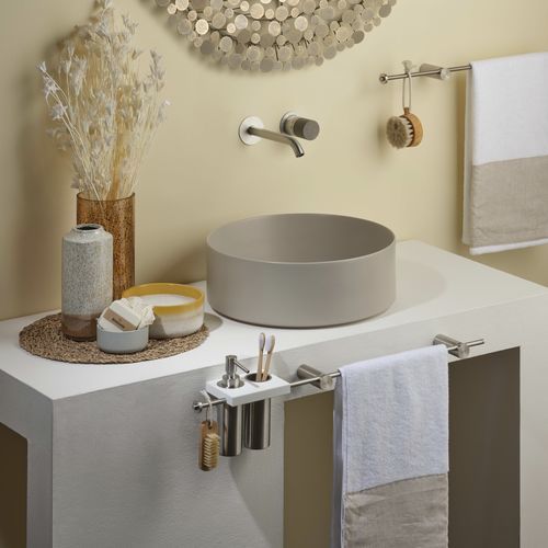 Miscelatore per lavabo - E0BA0113SPCICM - Ritmonio Rubinetterie Srl - a muro / in acciaio inossidabile / da bagno