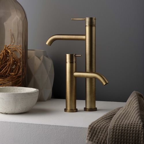 Miscelatore per lavabo - E0BA0129CSBRX - Ritmonio Rubinetterie Srl - da appoggio / in ottone spazzolato / da bagno