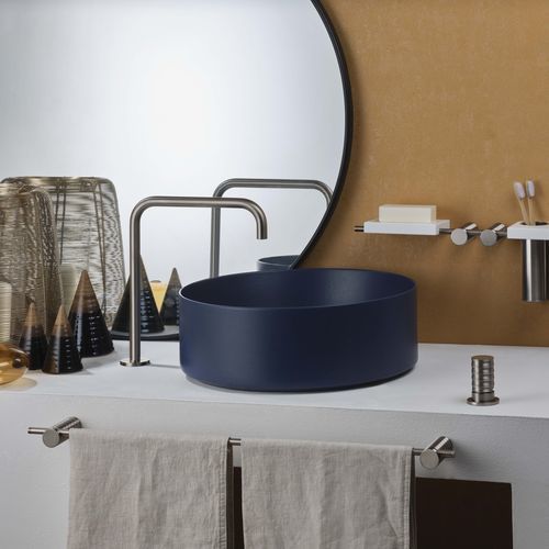 Miscelatore per lavabo - PR51AS211IX+PR51MA003IX - Ritmonio Rubinetterie Srl - da appoggio / in ottone spazzolato / da bagno