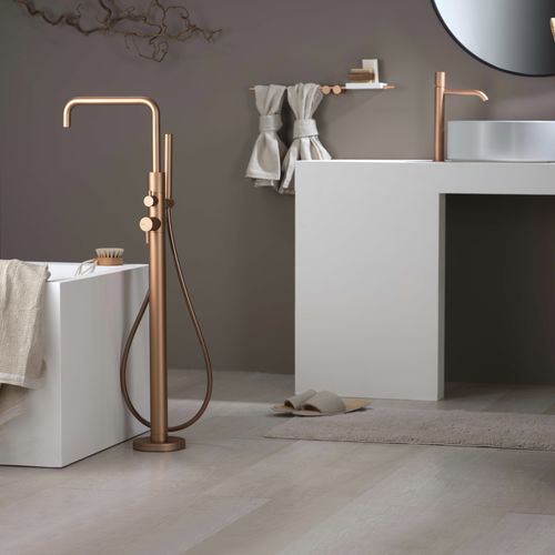 Miscelatore per vasca - PR51DD201F36+PR51ML104F36 - Ritmonio Rubinetterie Srl - a pavimento / in ottone cromato / da bagno
