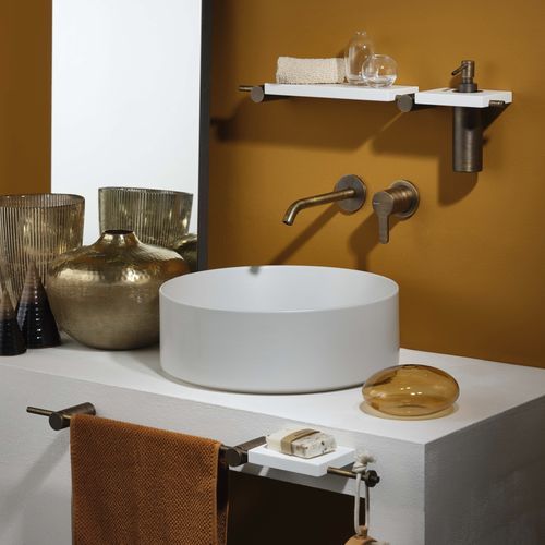 Miscelatore per lavabo - PR54AH201F34 - Ritmonio Rubinetterie Srl - da parete / in ottone spazzolato / da bagno