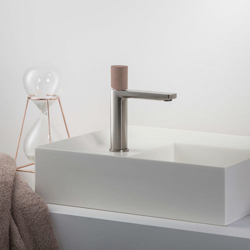 Miscelatore per lavabo - PR43AU101IX+PR43MA001M07 - Ritmonio Rubinetterie Srl - da appoggio / in ottone spazzolato / da bagno