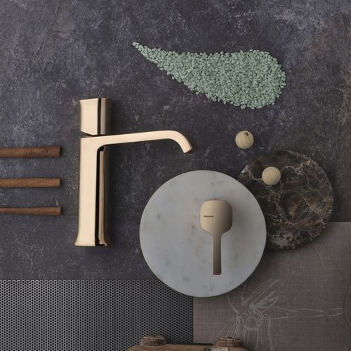 Miscelatore per lavabo - PR35AU101F33+PR35MA001F33 - Ritmonio Rubinetterie Srl - da appoggio / in ottone spazzolato / da bagno