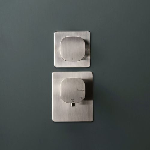 Miscelatore da doccia - PR35HF202IX - Ritmonio Rubinetterie Srl - a muro / termostatico / in ottone spazzolato