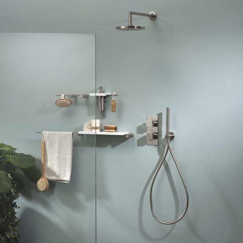 Miscelatore da doccia - PR47HB112IX - Ritmonio Rubinetterie Srl - a muro / termostatico / in ottone spazzolato