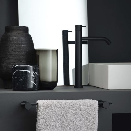 Portasalviette a 1 barra - 7L0002C04 - Ritmonio Rubinetterie Srl - da parete / in ottone cromato / nero