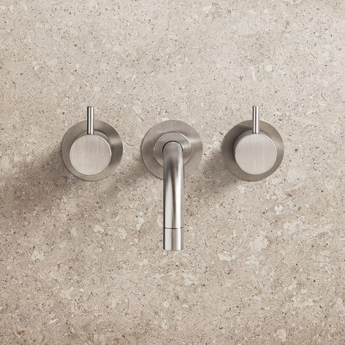 Miscelatore doppio comando per lavabo - 1511 series - VOLA - da parete / in acciaio inossidabile / da bagno