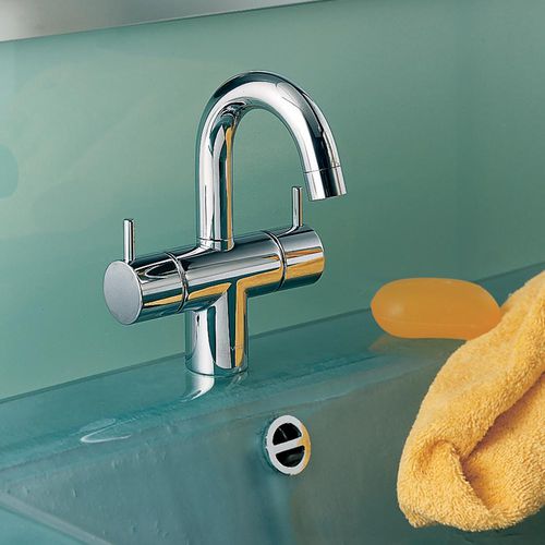 Miscelatore doppio comando per lavabo - HV6 series - VOLA - da appoggio / in acciaio inossidabile / da bagno
