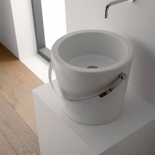 Lavabo da appoggio - BUCKET - Scarabeo Ceramiche - in ceramica / in acciaio / lucido