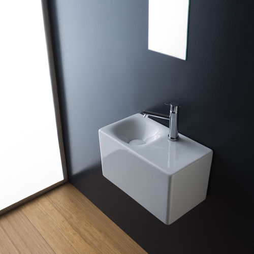 Lavabo sospeso - 1522 - Scarabeo Ceramiche - in ceramica / con piano integrato / rettangolare