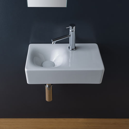 Lavabo sospeso - 1523 - Scarabeo Ceramiche - in ceramica / con piano integrato / rettangolare