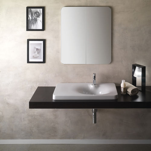 Lavabo consolle - 6014 - Scarabeo Ceramiche - in ceramica / con piano integrato / rettangolare